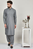 Dark Grey Pakistani Mens Stitched Kurta Shalwar Set - Asian Party Wear