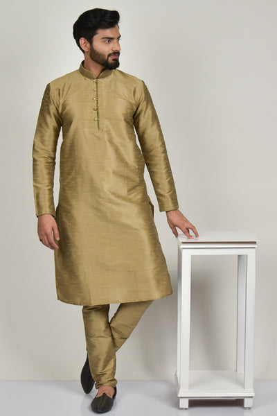 Gold Silk Indian Mens Wedding Kurta Pajama - Asian Party Wear