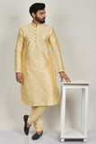 Beige Silk Indian Mens Kurta Pajama - Asian Party Wear