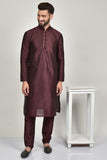 Maroon Silk Kurta Pajama for Men - Asian Party Wear