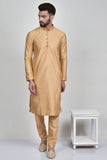 Dull Gold Indian Silk Mens Kurta Pajama - Asian Party Wear