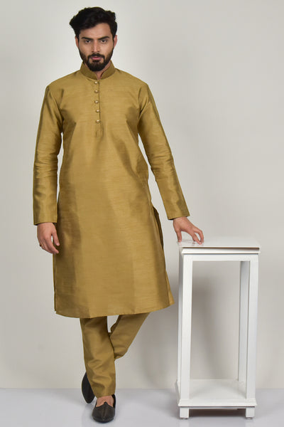 Gold Silk Indian Boys Kurta Pajama - Asian Party Wear