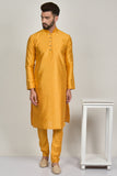 Mustard Raw Silk Formal Kurta Pajama - Asian Party Wear