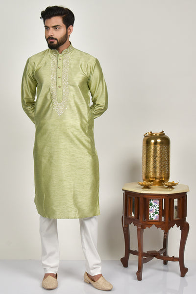 Pista Embroidered Indian Wedding Men's Kurta Pajama - Asian Party Wear