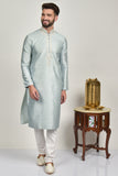 Steel Grey Formal Mens Kurta Pajama Set - Asian Party Wear