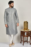 Grey Fancy Embroidered Kurta Pajama for Mens - Asian Party Wear