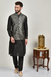 Grey Indian Mens Kurta Pajama Waistcoat - Asian Party Wear