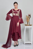 DARK MAROON INDIAN DESIGNER READYMADE DRESS