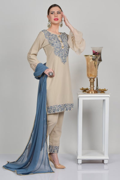 BEIGE DESIGNER SALWAR KAMEEZ INDIAN SUIT