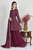 DARK PLUM PAKISTANI DESIGNER KURTI & GHARARA DRESS