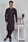 Black Indian Pakistani Embroidered Designer Kurta Pajama - Asian Party Wear