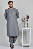 Grey Pakistani Mens Traditional Kurta Shalwar Suit - Asian Party Wear