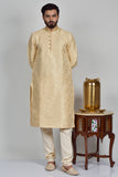 Gold Jamawar Indian Designer Mens Kurta Pajama - Asian Party Wear