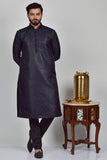 Navy Blue Evening Wear Kurta Pajama for Men - Asian Party Wear