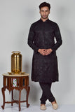 Black Traditional Indian Mens Kurta Pajama - Asian Party Wear