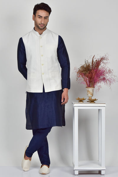 White Indian Designer Men's Waistcoat - Asian Party Wear