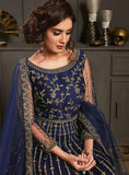 Navy Blue Indian Designer Wedding Anarkali Suit