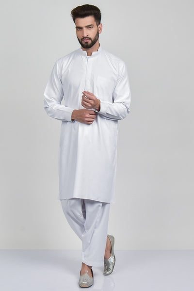White Stylish Men's Kurta Shalwar Set