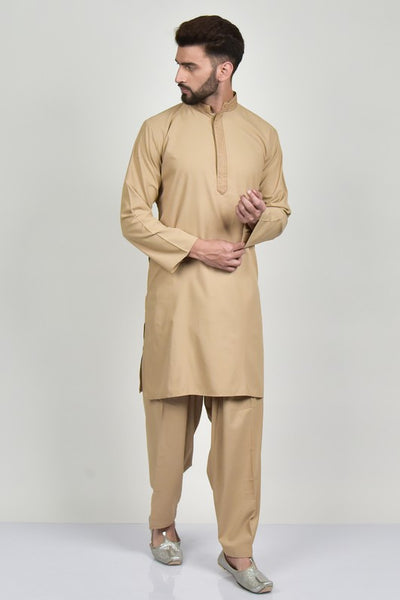 Beige Pakistani Boys Readymade Kurta Shalwar - Asian Party Wear