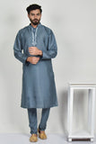 Grey Indian Embroidered Ethnic Kurta Pajama - Asian Party Wear