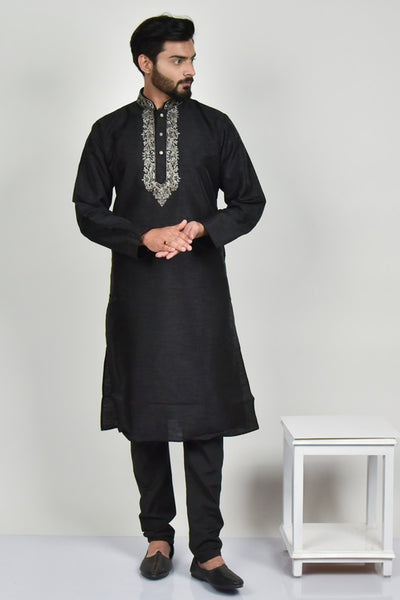 Black Indian Mens Ethnic Kurta Payjama - Asian Party Wear