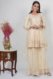 CREAM EMBROIDERED ETHNIC GHARARA WEDDING DRESS