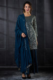 DARK BLUE MIRROR WORK WEDDING PARTY GHARARA SUIT