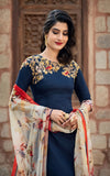 Blue Floral SIndhi Punjabi Style Salwar Suit
