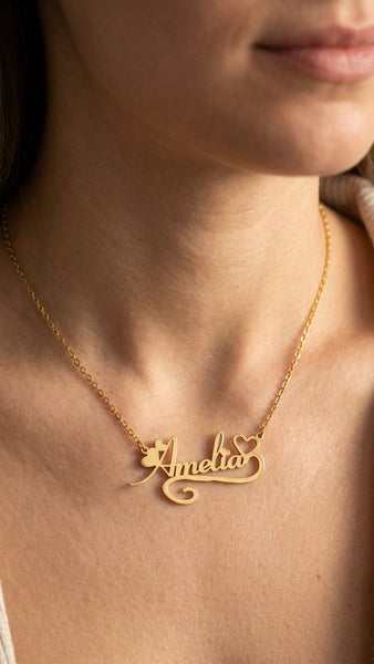 Heart-Shaped Amelia Gold Personalised Necklace