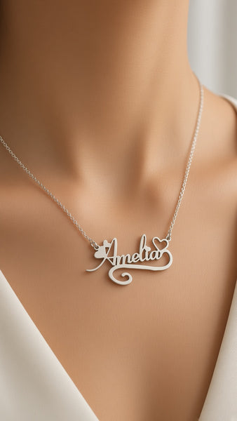 Amelia Silver Name Necklace