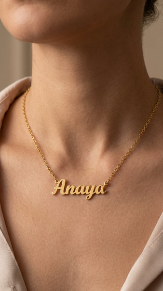 Women's Script Name Plate Anaya Personalized Necklace