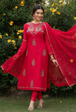 Red Embroidered Ethnic Punjabi Style Suit