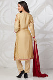 Beige Red Embroidered Salwar Kameez Suit