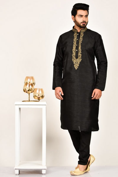 Black Indian Mens Ethnic Kurta Pajama - Asian Party Wear