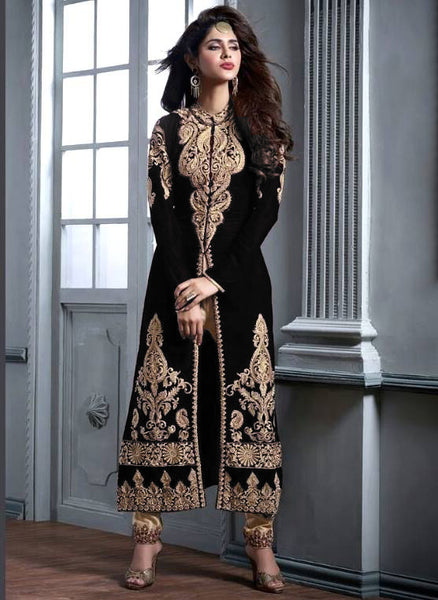 Black Winter Velvet Evening Salwar Suit