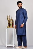 Denim Blue Pakistani Designer Kurta Shalwar - Asian Party Wear