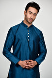 Teal Blue Indian Mens Silk Formal Kurta Pajama - Asian Party Wear