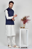 Navy Blue Pakistani Mens Formal Waistcoat - Asian Party Wear