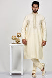 Cream Embroidered Kurta Pajama Indian Wedding Wear - Asian Party Wear