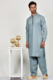 Grey Ready to Wear Mens Eid Kurta Shalwar Set - Asian Party Wear