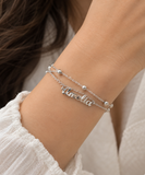 Amelia Double Chain Silver Plated Bracelet with Silver Ball Details