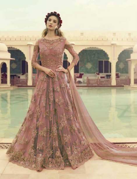 Dusty Pink Indian Net Anarkali Suit | Elegant Party Wear Dusty Pink Indian Net Anarkali Suit | Elegant Party Wear