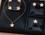 Elegant Floral Pendant Necklace, Stud Earrings, Ring, and Bracelet Set 4pcs Jewellery Gift Set