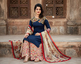 Blue Floral SIndhi Punjabi Style Salwar Suit