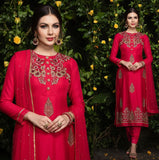 Red Embroidered Ethnic Punjabi Style Suit