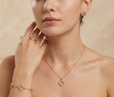 Golden Clover Necklace, Bracelet, Ring & Stud Earrings Jewellery Set
