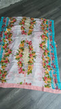 CORAL PINK FLORAL LAWN PAKISTANI SUIT WITH FLORAL SHAWL