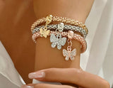 Butterfly Charm Bracelet Elastic Chain Bracelet for Women & Girls