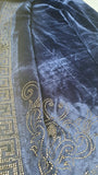 Blue Velvet Shawl with Gold Stud Diamond Embellishment Women’s Luxury
