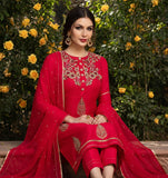 Red Embroidered Ethnic Punjabi Style Suit